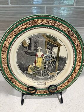Cries of London collection antique Decorative Plate with Green & Brown Border
